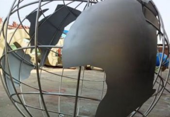 庭院地球儀雕塑，鍍金歐式雕塑，網(wǎng)格形式