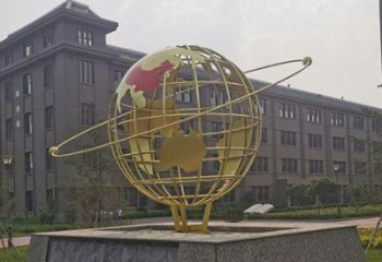 鏤空地球儀雕塑制造商，校園雕塑，烤漆地球儀雕塑廠家