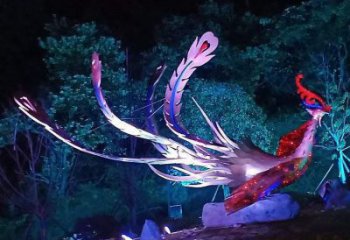 鳳凰雕塑專供，廣場雕塑，發(fā)光鳳凰雕塑標(biāo)準(zhǔn)制作商