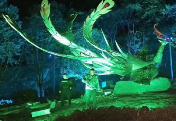 中式鳳凰雕塑定價，街頭雕塑，發(fā)光鳳凰雕塑制作廠家