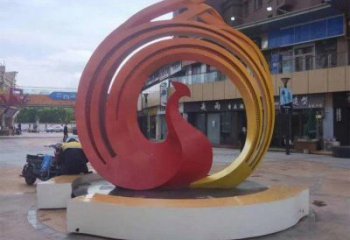鳳凰雕塑供需，美陳雕塑，歐式圓環(huán)鳳凰雕塑廠家承接