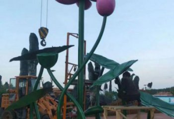 大型荷花雕塑公司，花園小品，荷花雕塑提供