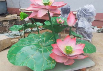 鋼鑄荷花雕塑常用，鋼管組合，園林荷花雕塑定價(jià)