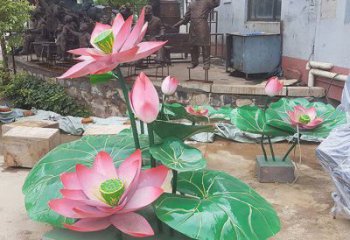 園林荷花雕塑標(biāo)準(zhǔn)，彩鋼制作，景觀荷花雕塑優(yōu)價(jià)