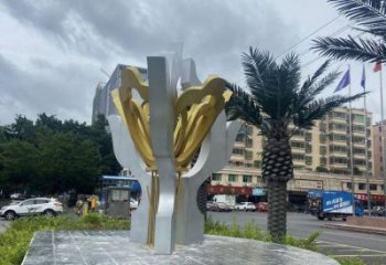 荷花雕塑廠家，街頭雕塑，不銹鋼荷花雕塑廠定價