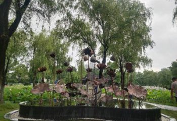 金屬荷花雕塑制作，城市裝飾，銅荷花雕塑標準廠家