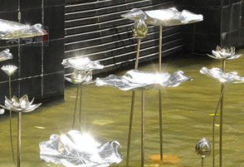 鏡面荷葉雕塑制造商，公園雕塑，不銹鋼荷葉雕塑廠家
