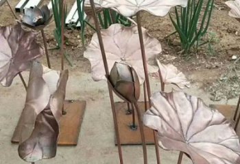 荷葉雕塑展品，公園小品，銅荷葉雕塑供需
