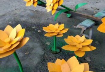 黃蓮花雕塑精選，室外軟裝，烤漆黃蓮花雕塑廠家