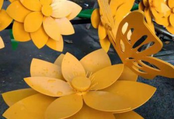 黃蓮花雕塑預(yù)定，露天雕塑，公園烤漆黃蓮花雕塑廠家