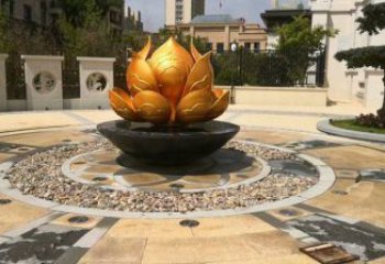 金蓮花雕塑廠家，露天雕塑，不銹鋼金蓮花雕塑選用