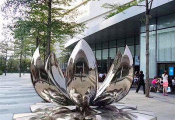 蓮花雕塑定做，標(biāo)識雕塑，鏡面蓮花雕塑選定