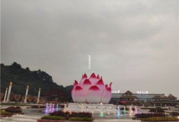 大型蓮花雕塑制造，透雕系列，蓮花噴泉雕塑廠家承接