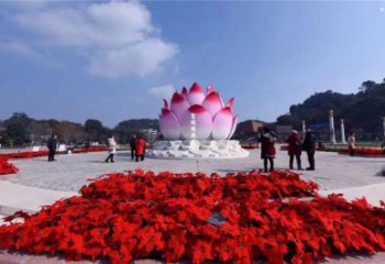 烤漆蓮花雕塑廠家，小區(qū)雕塑，不銹鋼蓮花噴泉雕塑優(yōu)價