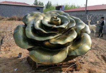 玫瑰花雕塑擺件，室外軟裝，玻璃鋼玫瑰花雕塑廠家