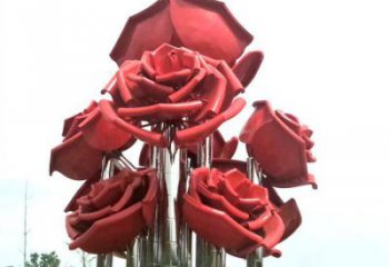 玫瑰花雕塑指用，小區(qū)擺件，不銹鋼玫瑰花雕塑制作