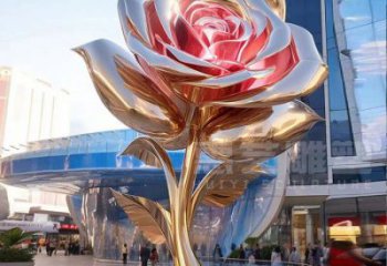 大型月季花雕塑廠家，街頭藝術(shù)，不銹鋼月季花雕塑通用