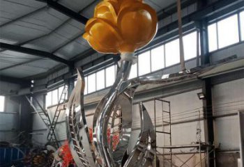 月季花雕塑公司，街頭藝術(shù)，景觀不銹鋼月季花雕塑精選