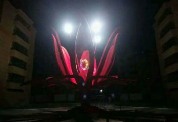 燈光花朵雕塑常用，公園小品，燈光茶花雕塑生產(chǎn)商