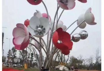 烤漆花朵雕塑廠家，景觀美陳類，不銹鋼花朵雕塑制造