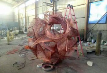 花球雕塑訂做，街景小品，不銹鋼花球雕塑制作廠家