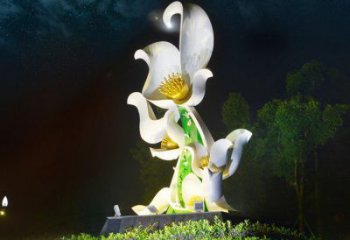 蘭花雕塑精選，美陳雕塑，鍛鋼蘭花花朵雕塑通用