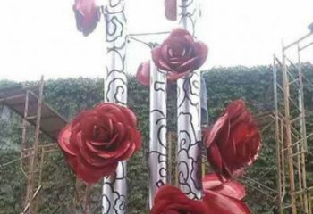 玫瑰花朵雕塑定做，公園小品，烤漆玫瑰花朵雕塑廠家