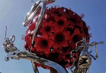 玫瑰花朵雕塑通用，美陳雕塑，景觀玫瑰花朵雕塑展品