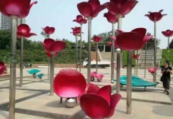 花朵雕塑定做，多彩藝術(shù)，郁金香花朵雕塑廠家選用