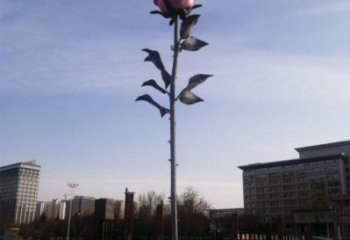 花朵月季雕塑承接，街景小品，月季花朵雕塑標(biāo)志訂做