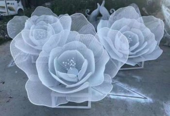 牡丹花雕塑點(diǎn)擊，城區(qū)小品，園林鏤空牡丹花雕塑承接