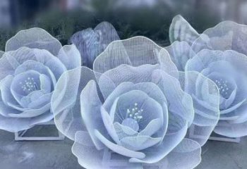 牡丹花雕塑優(yōu)選，拉絲工藝，鏤空牡丹花雕塑承接