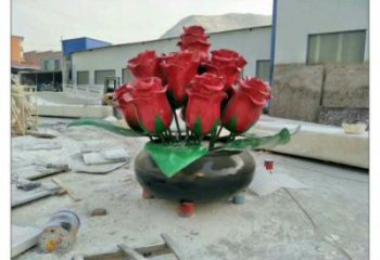 仿真牡丹花雕塑廠家，小區(qū)雕塑，牡丹花花朵雕塑制作