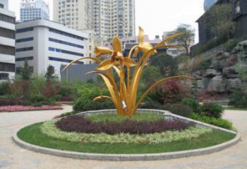 蘭花雕塑精選，露天雕塑，不銹鋼蘭花雕塑制作廠家