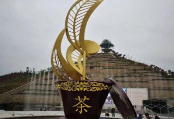 山茶花雕塑精選，街頭藝術，不銹鋼山茶花雕塑承接