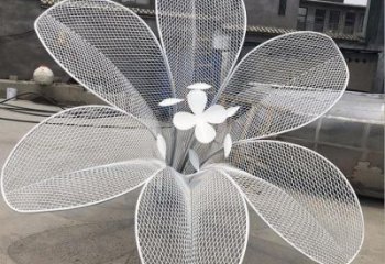 山茶花雕塑展品，室外軟裝，展示鏤空山茶花雕塑訂做