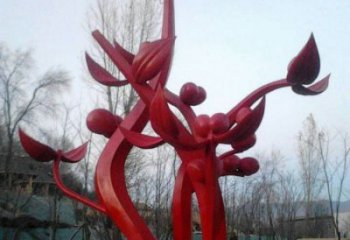 石榴花雕塑精品，景觀雕塑，不銹鋼石榴花雕塑生產(chǎn)商