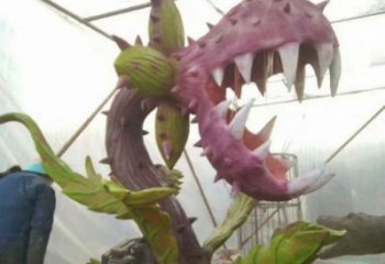 食人花雕塑承接，景區(qū)案例，仿真食人花雕塑廠家