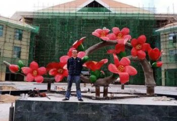 桃花雕塑供需，美陳雕塑，仿真桃花雕塑廠家承接