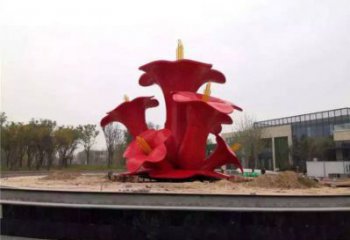 烤漆梧桐花雕塑制造商，室外軟裝，景觀梧桐花雕塑制作廠家