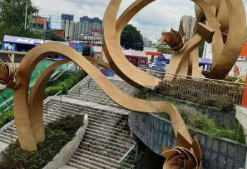 櫻花雕塑優(yōu)選，陸地擺件，不銹鋼櫻花雕塑廠家