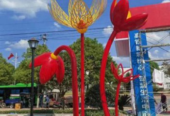 郁金香雕塑訂做，室外軟裝，不銹鋼郁金香雕塑廠
