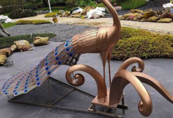 抽象孔雀雕塑預(yù)定，公園雕塑，不銹鋼孔雀雕塑承接