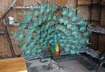 孔雀開(kāi)屏雕塑廠家，彩繪仿真造型，不銹鋼孔雀雕塑