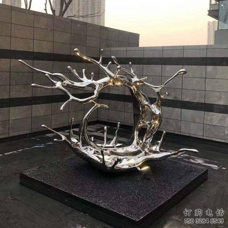 庭院海浪雕塑，鍍金歐式雕塑，鏡面形式