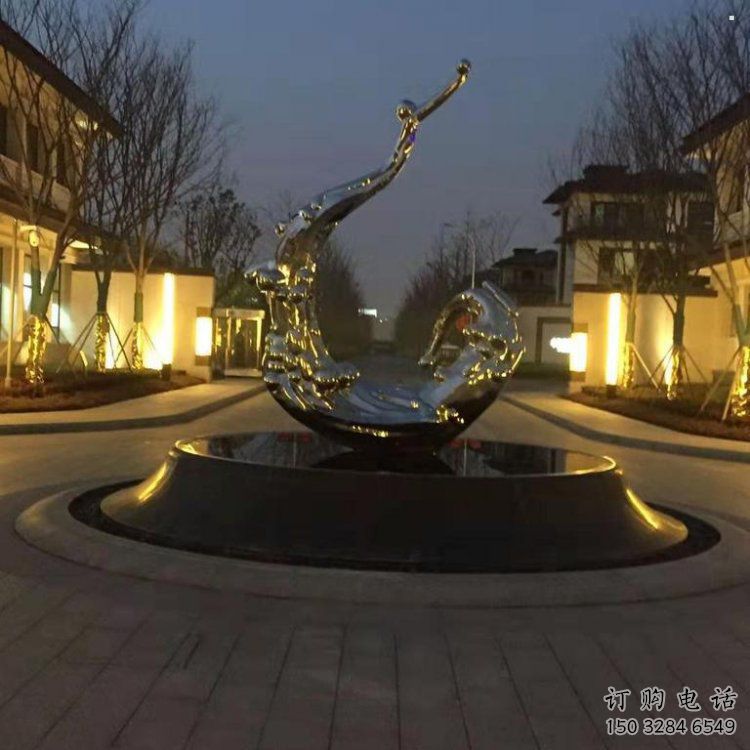 大型海浪紋雕塑公司，花園小品，不銹鋼海浪雕塑提供
