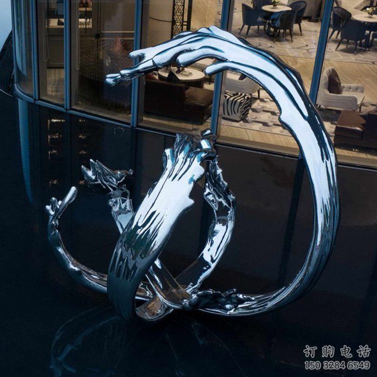 海浪紋雕塑制造商，室外軟裝，不銹鋼海浪紋雕塑承接