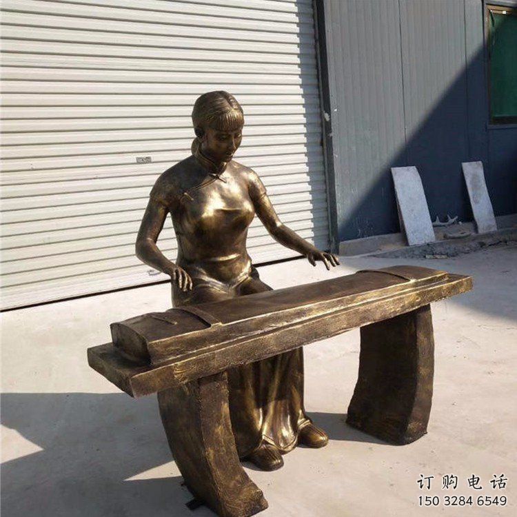 彈古箏雕塑承接，景區(qū)案例，民俗人物雕塑承接