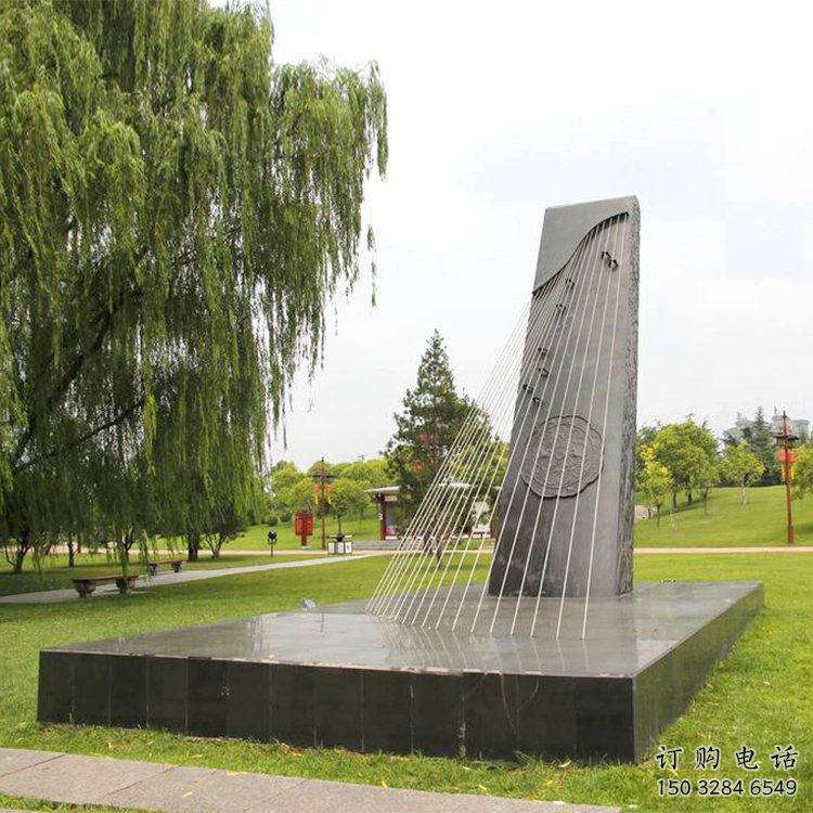 彈古箏雕塑定價，村標(biāo)概念，公園雕塑景觀選用