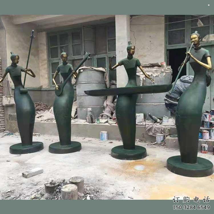 彈古箏雕塑供求，村標概念，民俗人物雕塑制作承接